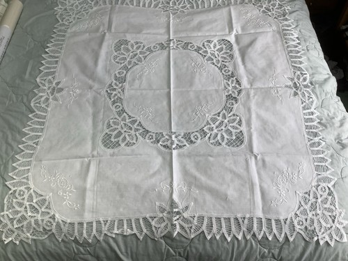 White embroidered ribbon lace - white,