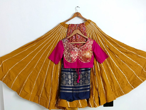 Mustard yellow gota lehenga - mustard,