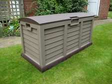 JUMBO XL  Brown Garden Storage Utility Cushion Box Shed Plastic Waterproof 