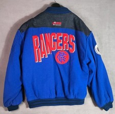 Vintage 90's mens blue Glasgow Rangers Licensed Campri wool bomber jacket XL 