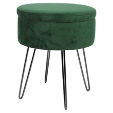 Round Velvet Storage Footstool