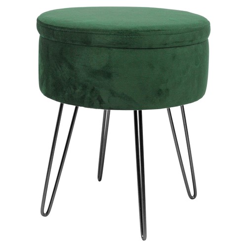 Round velvet storage footstool - velvet,