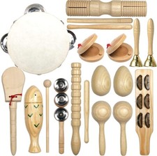 Kids Wooden Percussion Set Musical Instrument Musical Toys Tambourine Maraca