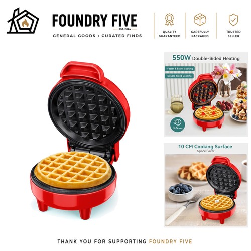 Red non stick waffle iron - red,