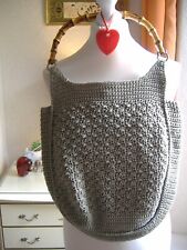 CROCHET BAG BY JOANNA HALL, WITH BAMBOO HANDLE, VINTAGE GORGEOUS.