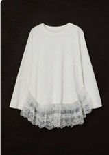 SIMONE ROCHA X H&M LACE DETAIL COTTON TOP WHITE Size M