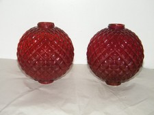 2 Antique Red Quilted Glass Lightning Rod Ball Weathervane