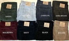 Ex M&S Men Regular Fit Straight Leg Casual Corduroy Cord Trousers Pants