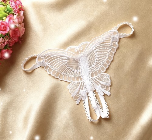 White butterfly thong lingerie - thong,
