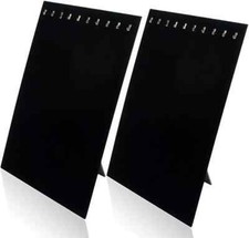 Necklace Chain Stand 2x - Velvet Jewellery Holder Shop Display Bust Set Black