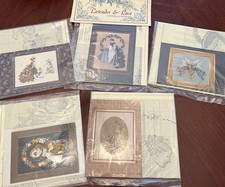 Lot of 5 Lavender & Lace Cross Stitch Patterns