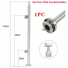 Stainless Steel Glass Balustrade Posts Grade 316 Pole 110cm Clamp Railing Posts