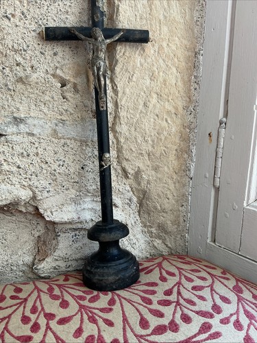 Antique crucifix wooden stand - antique,