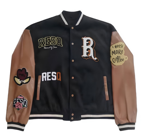 Black varsity jacket with - varsity,