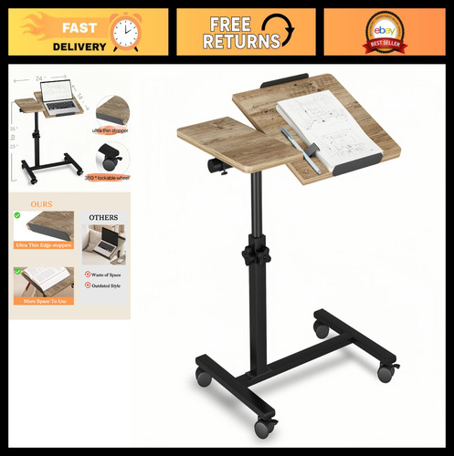Adjustable overbed table with - adjustable,