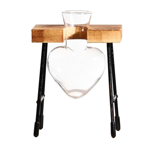Glass test tube vase - in, wooden