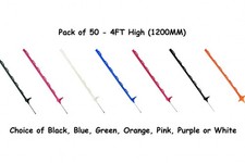 Electric Fence Poly Posts 4ft X50 (Various Colours Fencing Stake Plastic 1200MM)