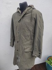 stained German army olive engineer's parka coat jacket faux fur lining military