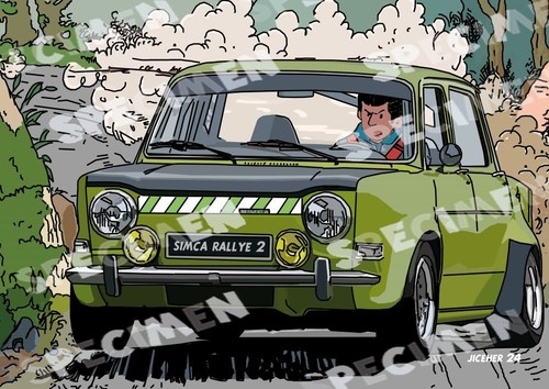 Simca rallye drawing - "simca,