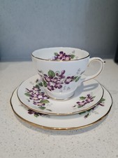 Rare Duchess Fine Bone China “Violetta”  Teacup & Saucer & Dessert Plate Trio