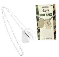 Military Dog Tags Army ID Tag Necklace Mens Boys Soldier Fancy Dress Silencers