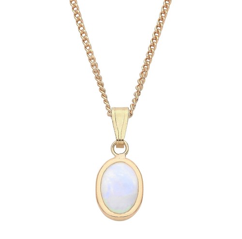 9ct gold natural opal - natural, oval