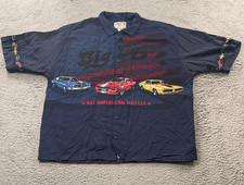 Big Dogs Shirt Men's XL All American Muscle Cars Button Up Short Sleeve Dad Core
