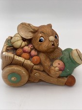 Vintage - Pendelfin Rabbits "Barrow Boy" Bunny Figurine *Hand Painted Stonecraft