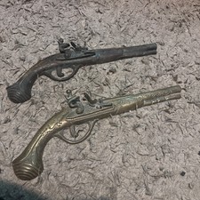 Vintage Brass  Flintlock Style Duelling Pistol - Ornamental Guns for Wall Decor