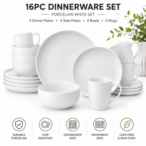 Piece dinnerware set white - set,