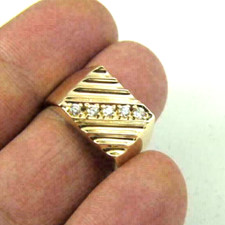 0.2 Ct Diamond Signet Men's Engagement Pinky Wedding Ring 14K Yellow Gold Finish
