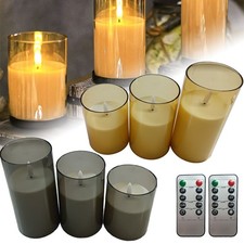 3PCS Candle Flameless Candles Pillar Candles Light with Remote Control Timer LED