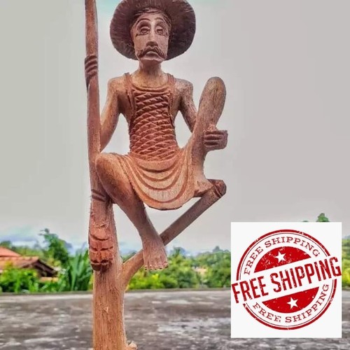 Wooden fishermen statue stilt - wooden,