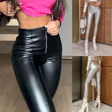 Women Faux Leather Zip Up High