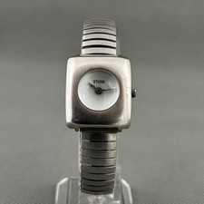 Storm Rect Detroit Womens Watch S.Steel Silver New Battery Elastic Vintage