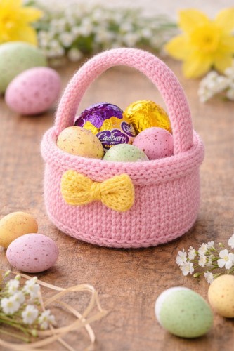 Mini knitted easter basket - knitted,