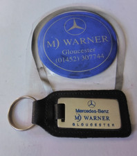 Mercedes-Benz MJ Warner, Gloucester keyring and tax disc holder, used light wear