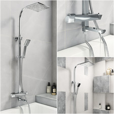 BATHROOM BLOCK RIGID RISER SHOWER WITH BATH FILLER MIXER TAP