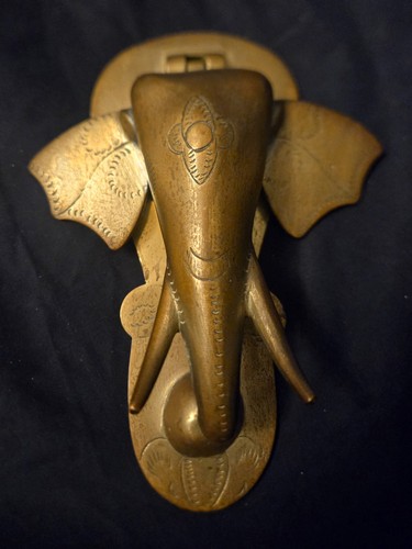 Vintage brass elephant door - vintage,
