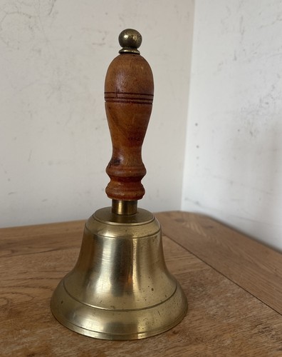 Vintage solid brass hand - brass, bell