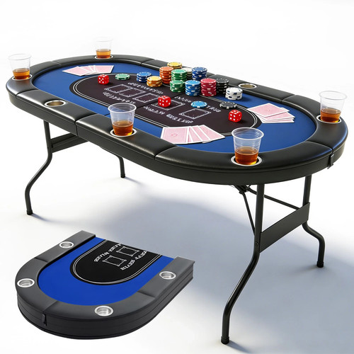Oval poker table foldable - 72",