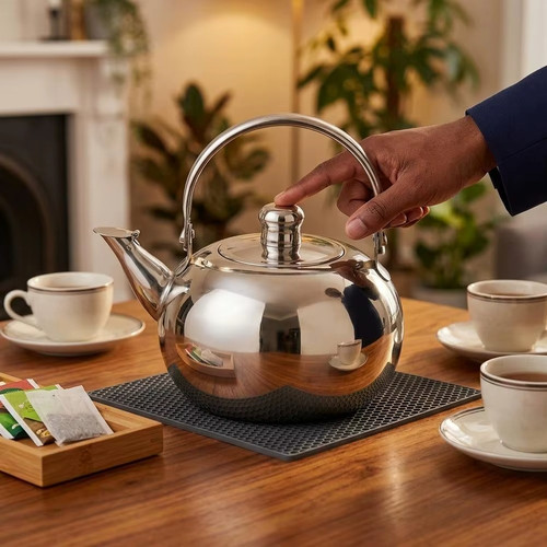 Stainless steel teapot with - stainless,