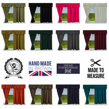 READY MADE BLACKOUT LINED TAPE CARAVAN CURTAINS-FULL SET INC TIE BACKS & VALANCE