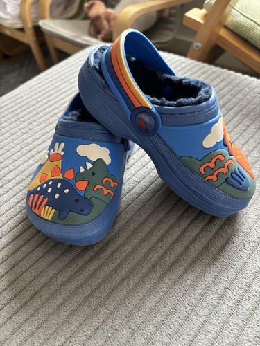 Blue dinosaur linen - blue,