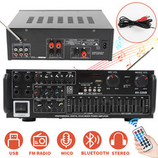 2000W Digital Power Amplifier Bluetooth Stereo HiFi Audio 2CH USB SD FM Remote