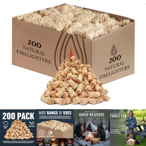 200 pack natural firelighters - 200,
