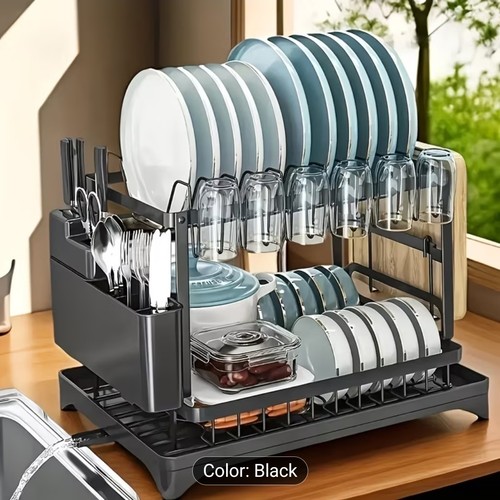 Tier dish drainer - dish, black