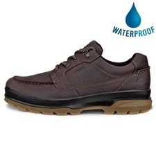 Ecco Shoes Rugged Track Men's Waterproof Leather Shoes Coffee Brown Size 7.5-12.