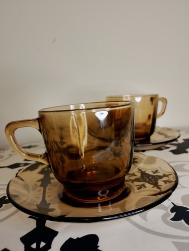 Smoked glass vintage mugs - vintage,