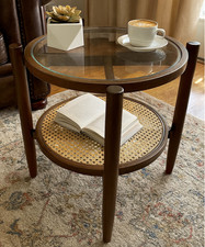 Rattan Side Table Mid Century